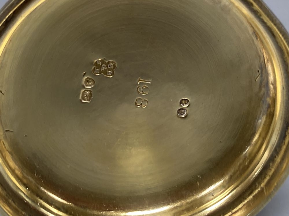 A Victorian cased three piece silver gilt travelling communion set by Edward & John Barnard, London, 1854,